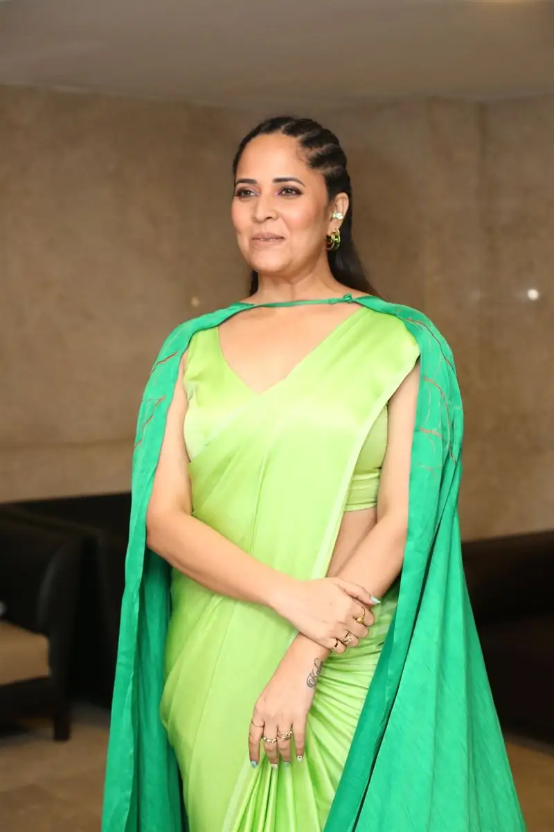 Anasuya Bharadwaj in Green Saree at Simbaa Movie Pre Release Event